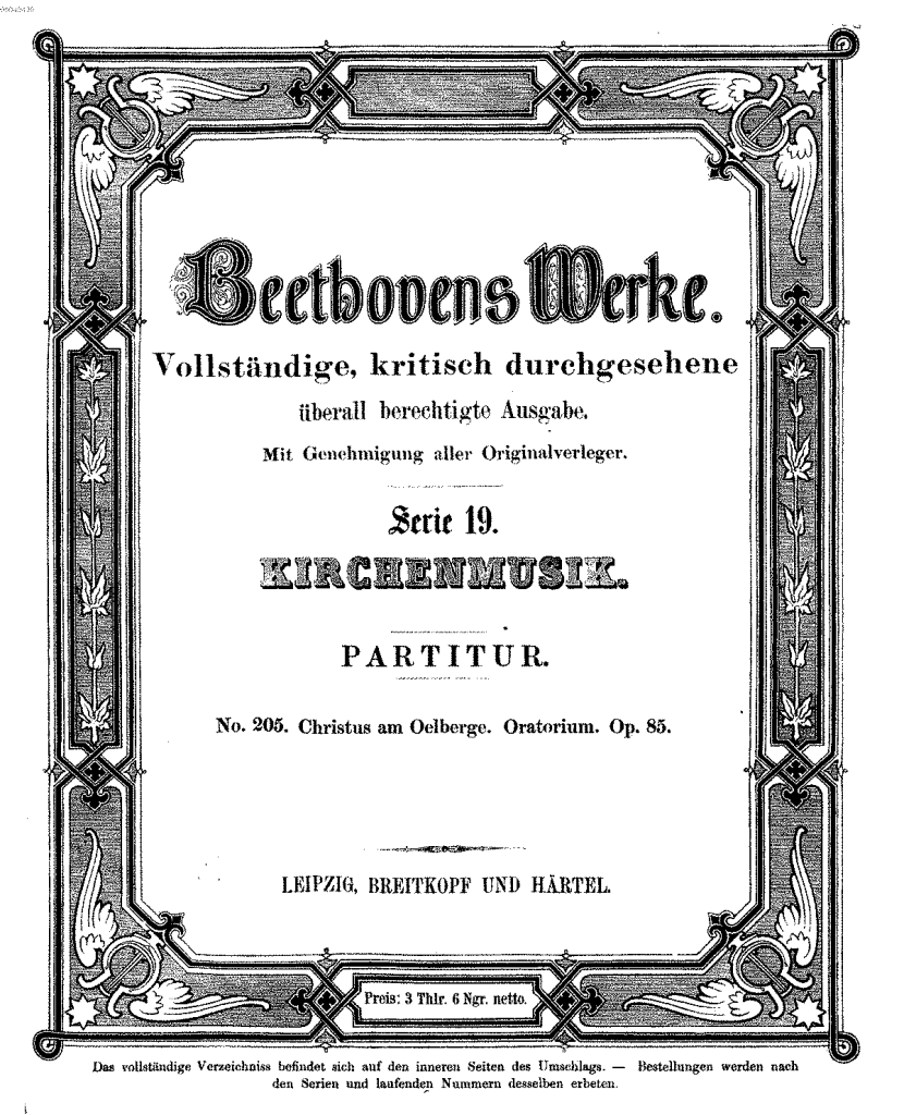 La partitura pubblicata da Breitkopf & H?rtel.